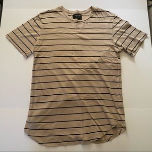 SOLD PacSun Scallop Tee Tan w/ Black Stripes